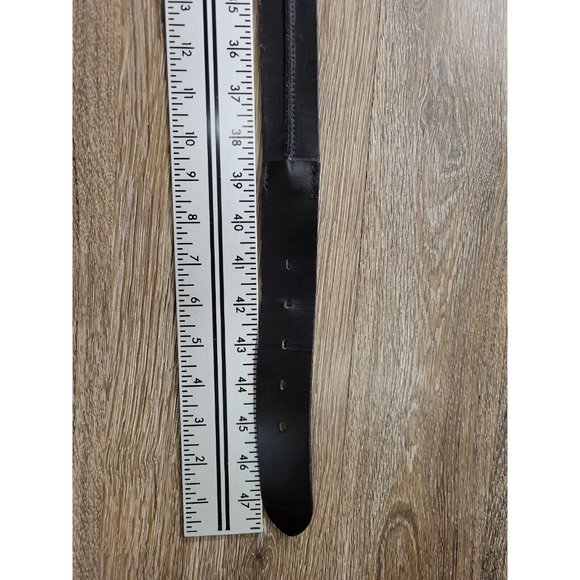 Maggio & Rossetto Black Leather Men's 42 Casual Belt Silver Buckle 1.5" Width - Picture 6 of 11